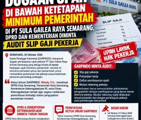GARPINDO Soroti Dugaan Upah di Bawah Ketetapan Minimum Pemerintah di PT Sula Gailea Raya Semarang, DPRD dan Kementerian Diminta Audit Slip Gaji Pekerja
